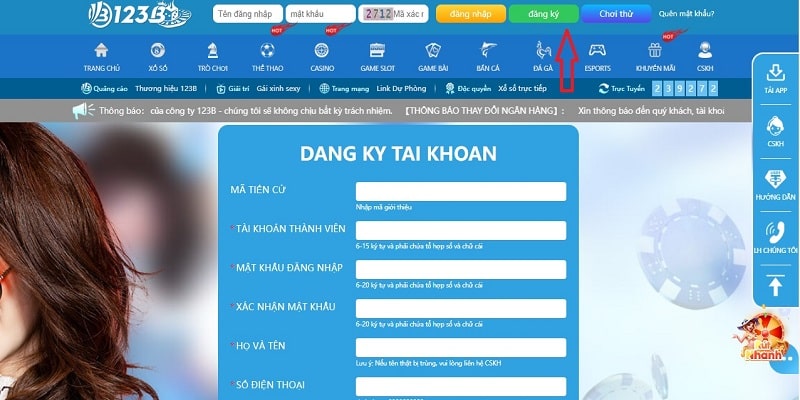 Hướng dẫn thao tác đăng ký 123b - đơn giản cho người mới
